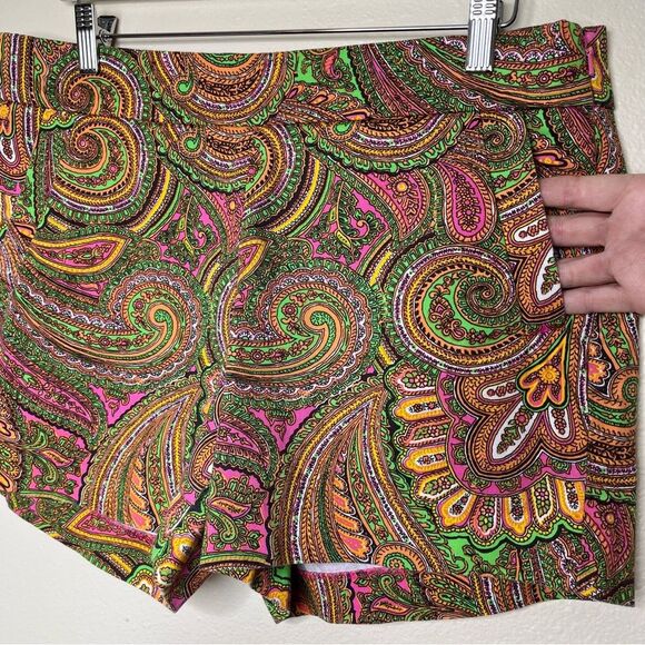 J Crew Bright Paisley Cotton Chino Shorts 5 Inch Women Size 10 Side Zip Preppy - Picture 5 of 14